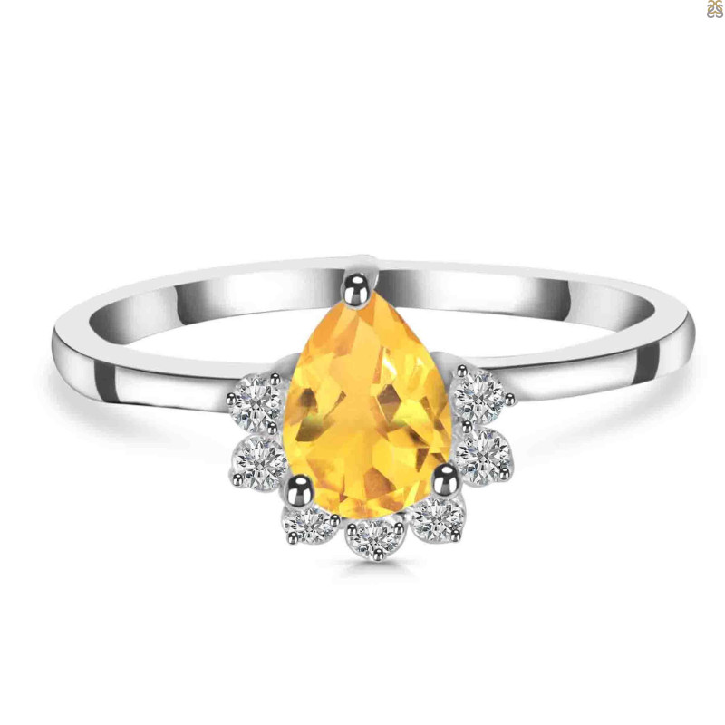 Citrine & White Topaz Ring CIT-RDR-436.