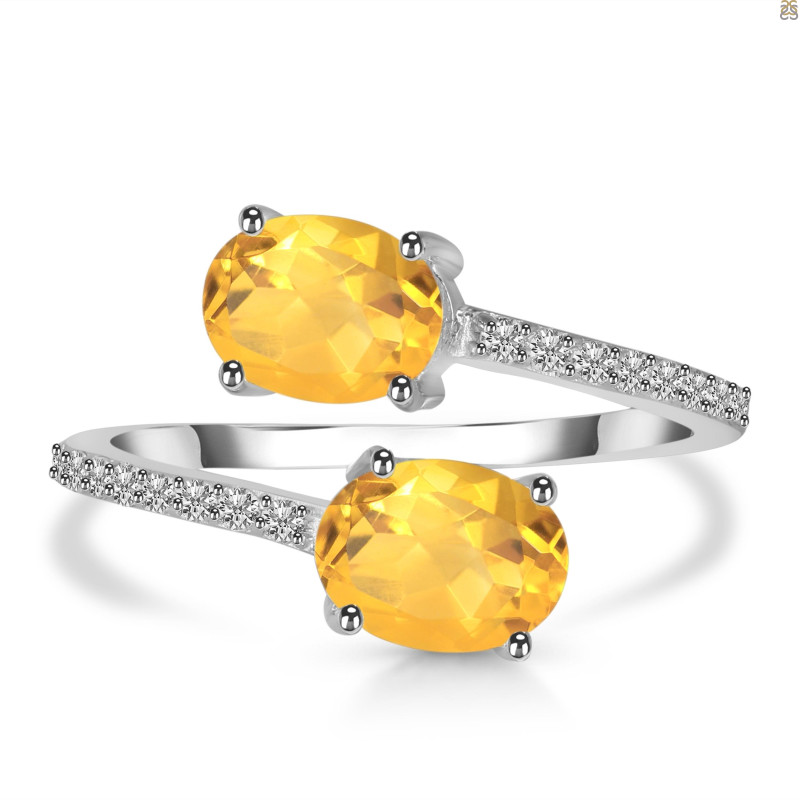 Citrine & White Topaz Ring CIT-RDR-440.