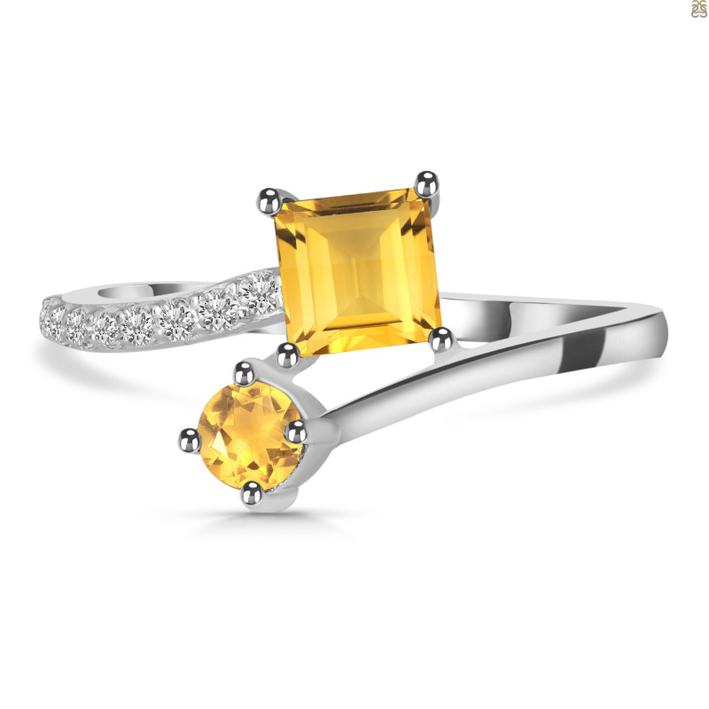 Citrine & White Topaz Ring CIT-RDR-441.
