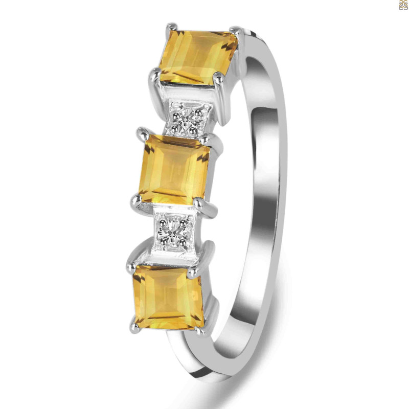Citrine & White Topaz Ring CIT-RDR-443.