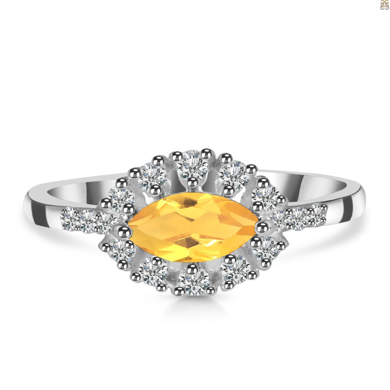 Citrine & White Topaz Ring CIT-RDR-446.