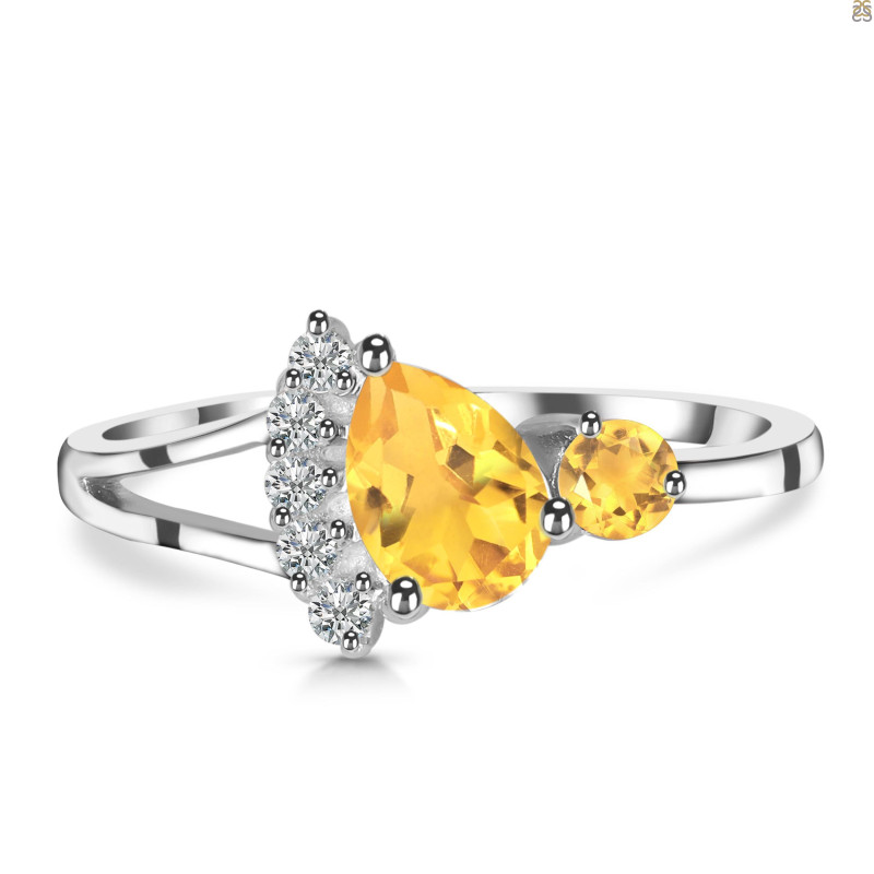 Citrine & White Topaz Ring CIT-RDR-453.