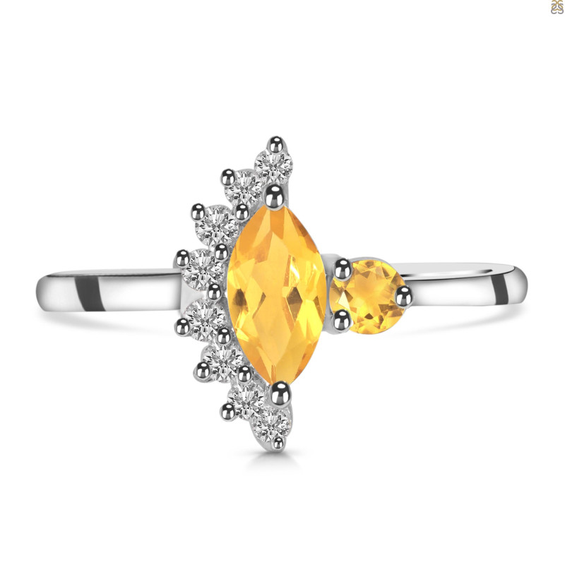 Citrine & White Topaz Ring CIT-RDR-454.