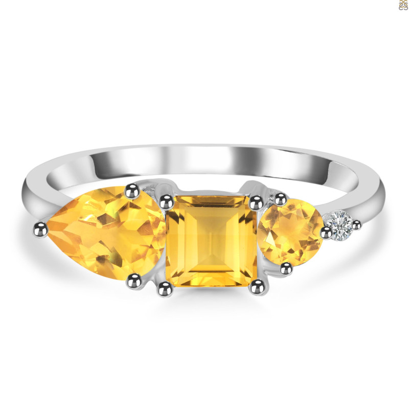 Citrine & White Topaz Ring CIT-RDR-455.