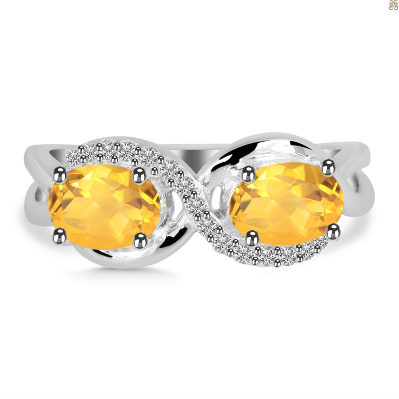Citrine & White Topaz Ring CIT-RDR-456.