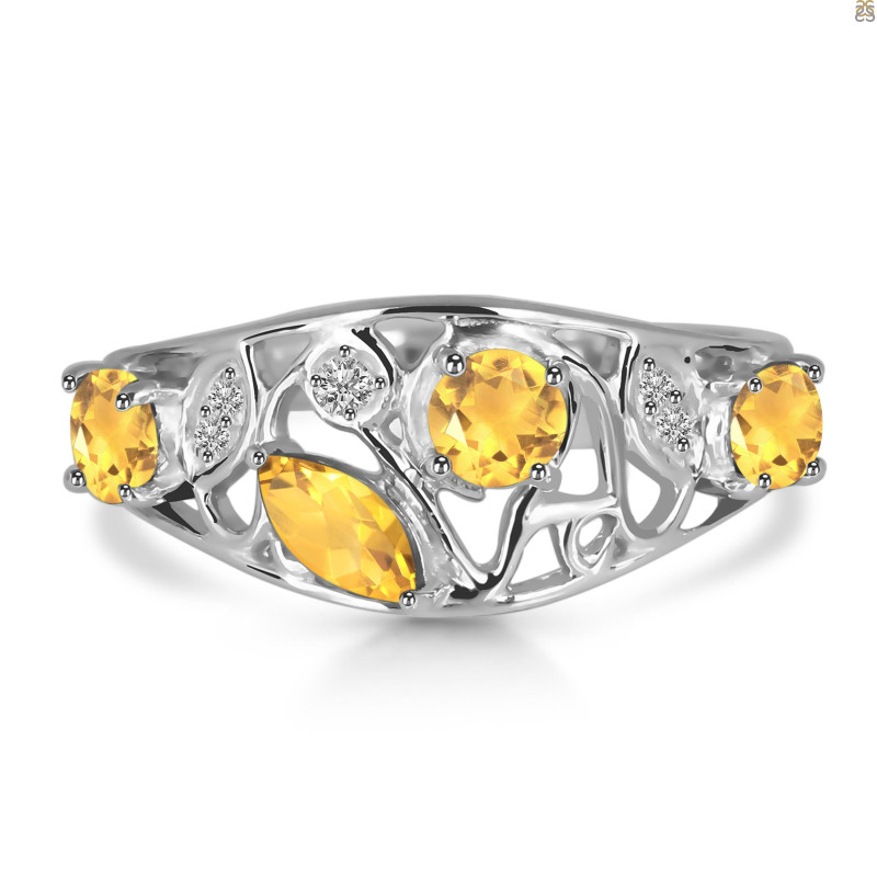 Citrine & White Topaz Ring CIT-RDR-459.