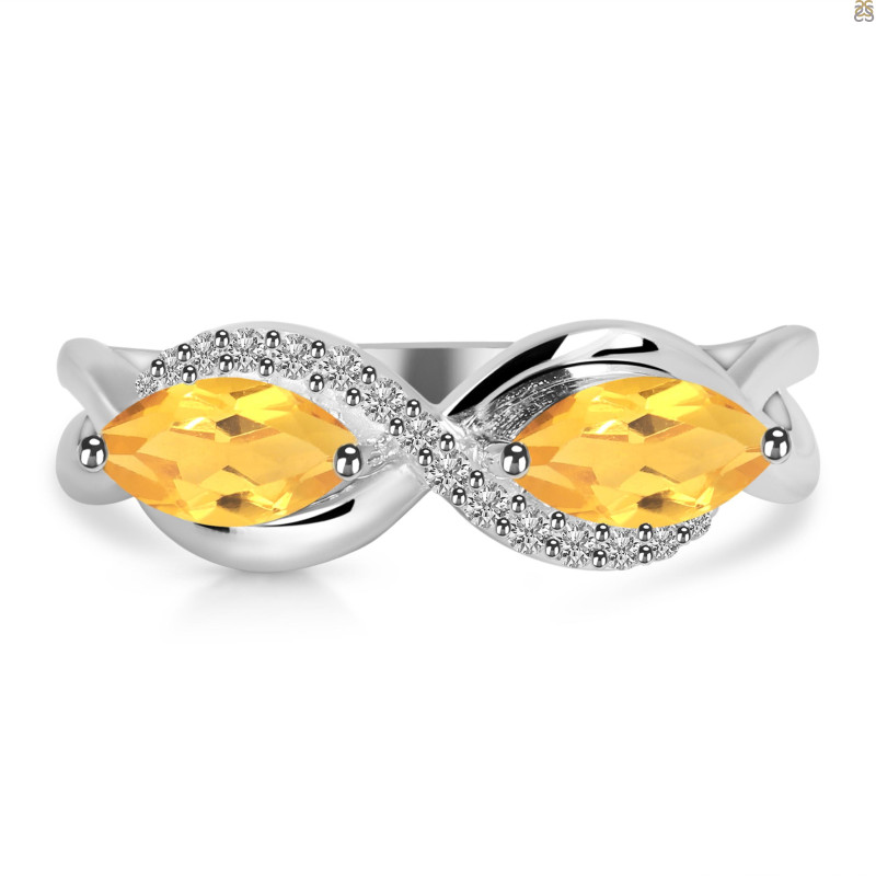 Citrine & White Topaz Ring CIT-RDR-461.