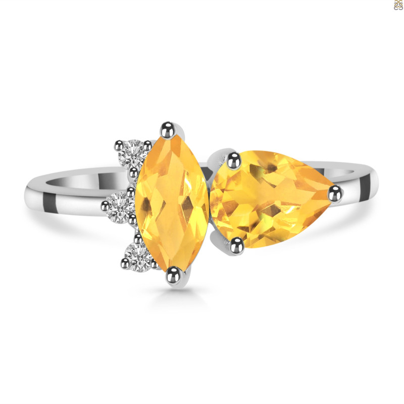 Citrine & White Topaz Ring CIT-RDR-464.