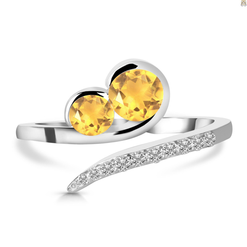 Citrine & White Topaz Ring CIT-RDR-470.