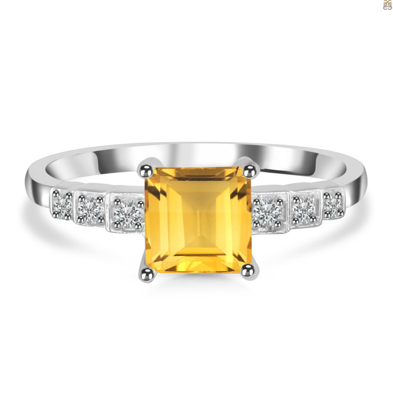 Citrine & White Topaz Ring CIT-RDR-472.