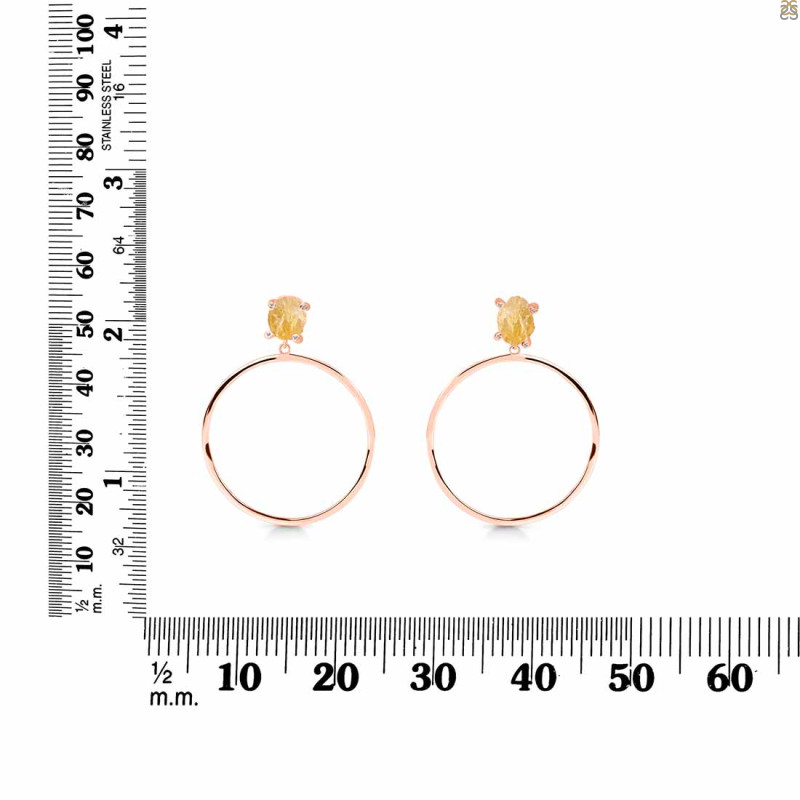 Citrine  Raw Crystal & White Topaz Earring CIT-RE-59.