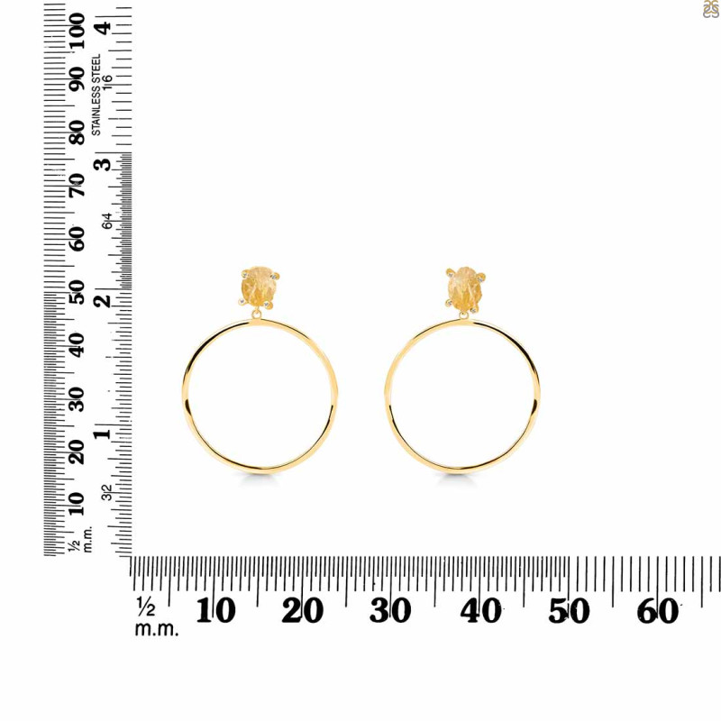 Citrine  Raw Crystal & White Topaz Earring CIT-RE-59.