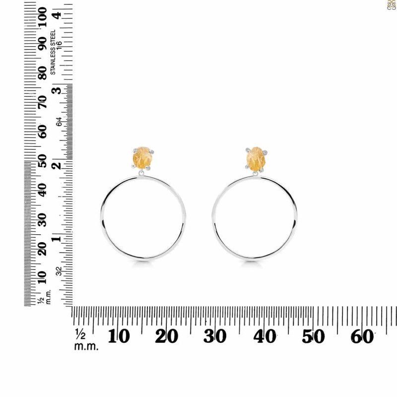 Citrine  Raw Crystal & White Topaz Earring CIT-RE-59.