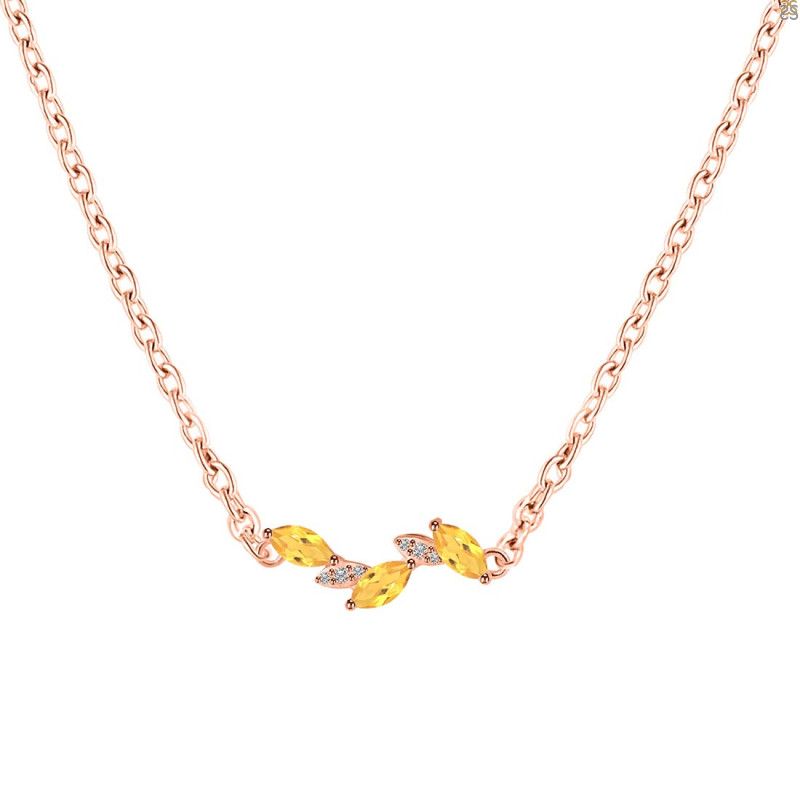 Citrine & White Topaz Necklace CIT-RDN-460.