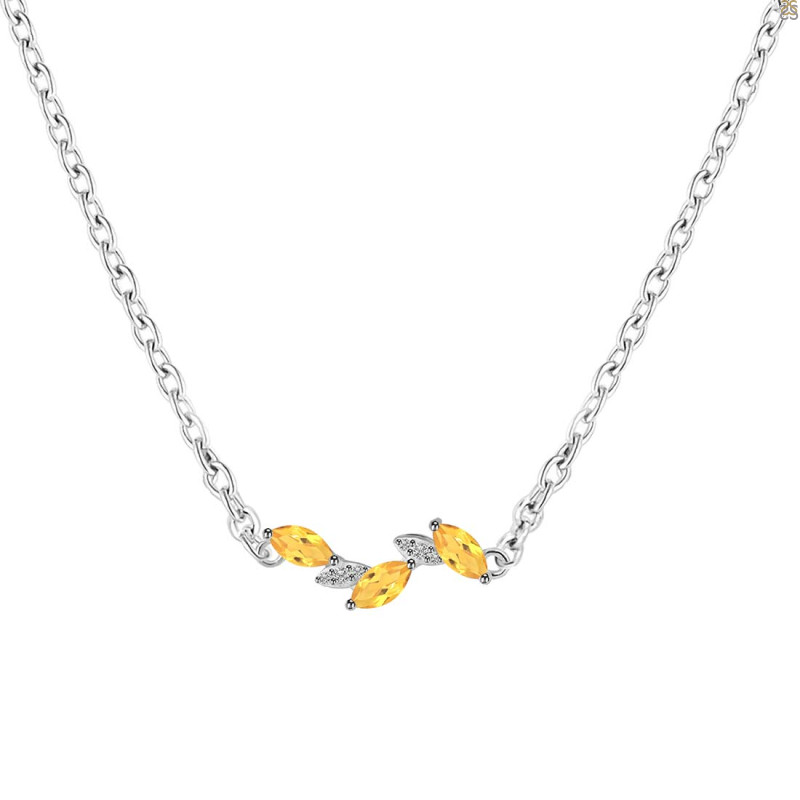 Citrine & White Topaz Necklace CIT-RDN-460.