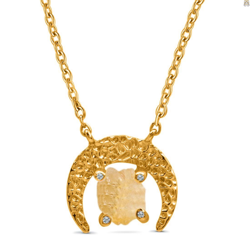 Citrine Raw Crystal & White Topaz Necklace CIT-RN-67.