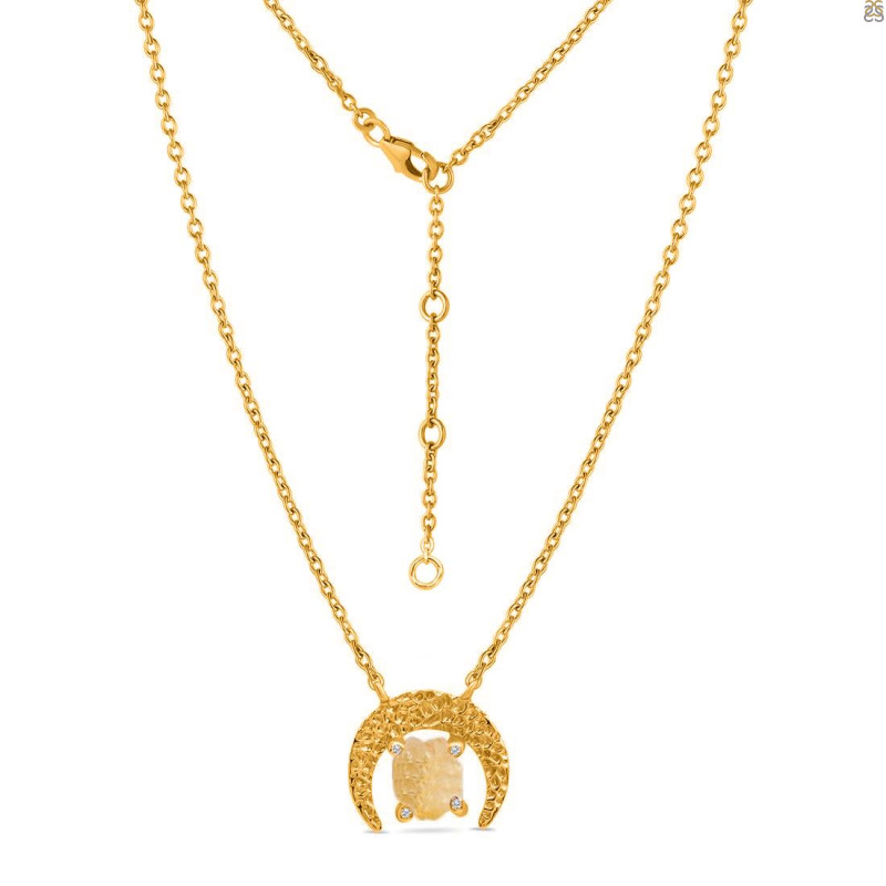 Citrine Raw Crystal & White Topaz Necklace CIT-RN-67.