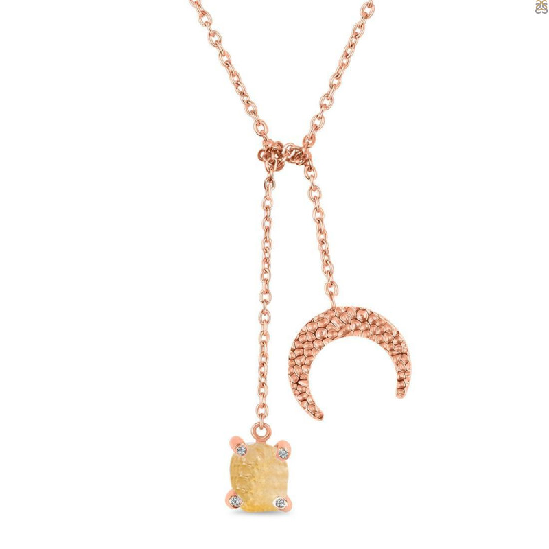 Citrine Raw Crystal & White Topaz Necklace CIT-RN-71.