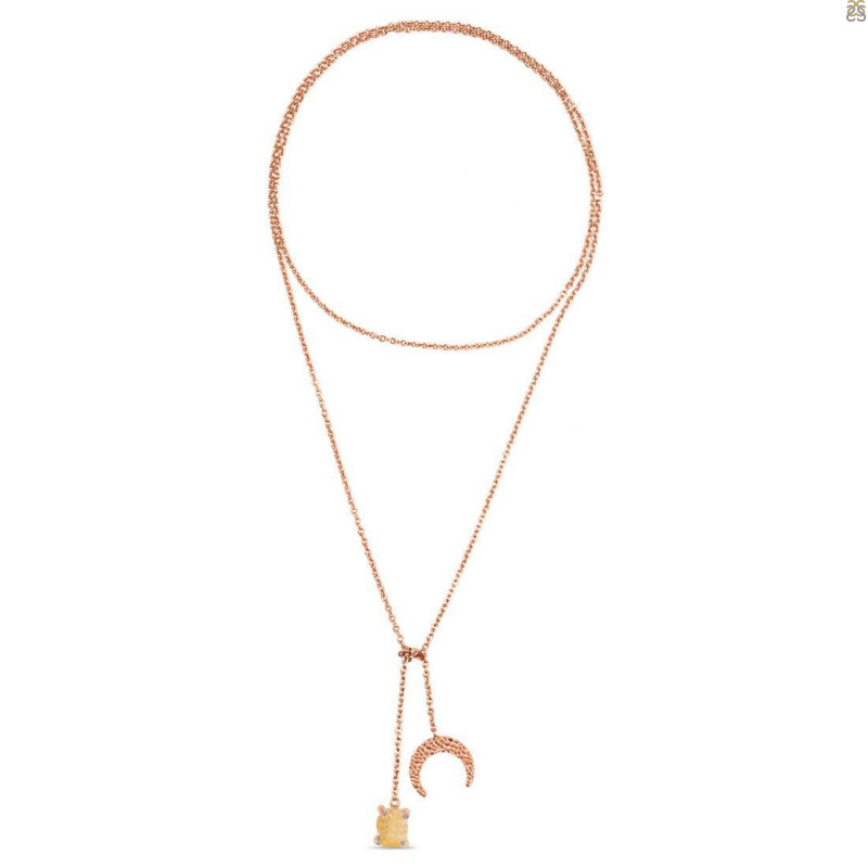 Citrine Raw Crystal & White Topaz Necklace CIT-RN-71.