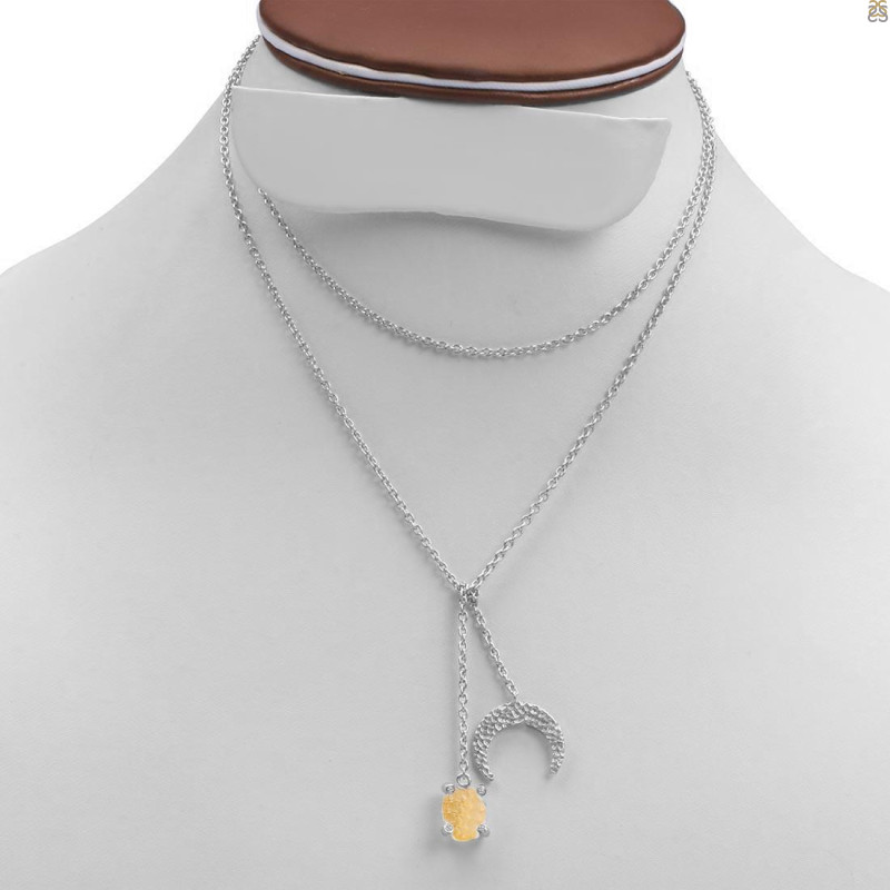 Citrine Raw Crystal & White Topaz Necklace CIT-RN-71.