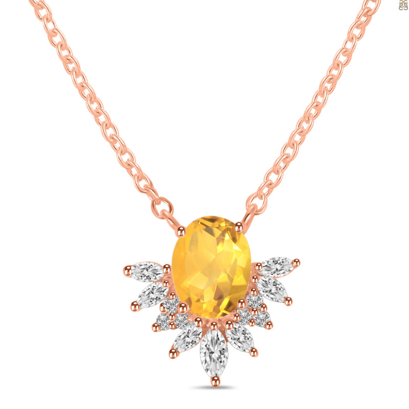 Citrine & White Topaz Necklace CIT-RN-72.
