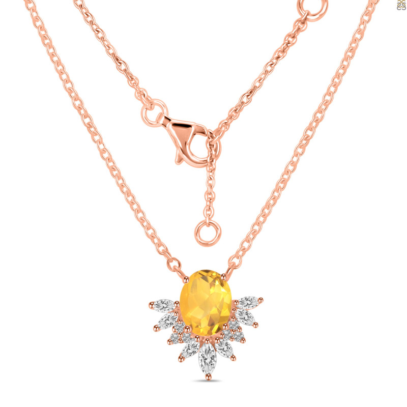 Citrine & White Topaz Necklace CIT-RN-72.