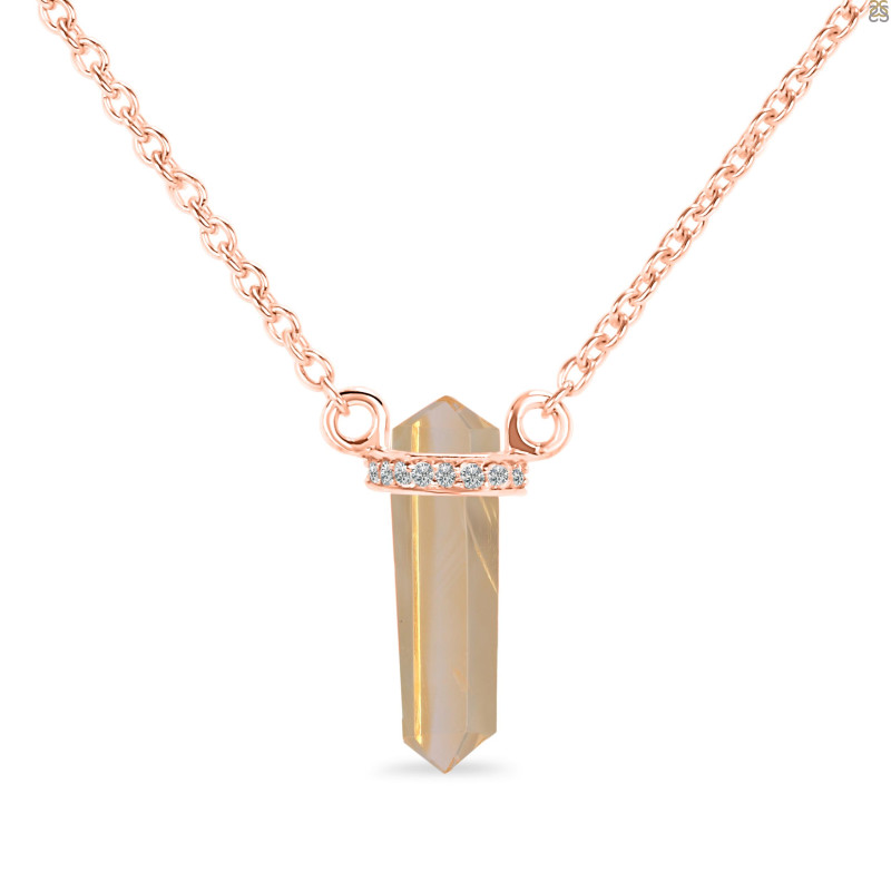 Citrine & White Topaz Pencil Necklace CIT-RN-84.