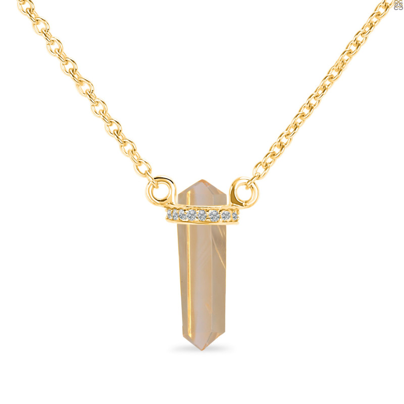 Citrine & White Topaz Pencil Necklace CIT-RN-84.