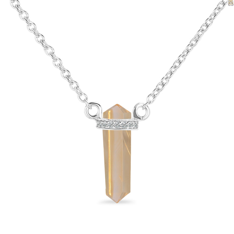 Citrine & White Topaz Pencil Necklace CIT-RN-84.