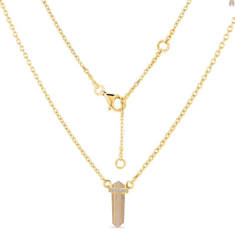Citrine & White Topaz Pencil Necklace CIT-RN-84.