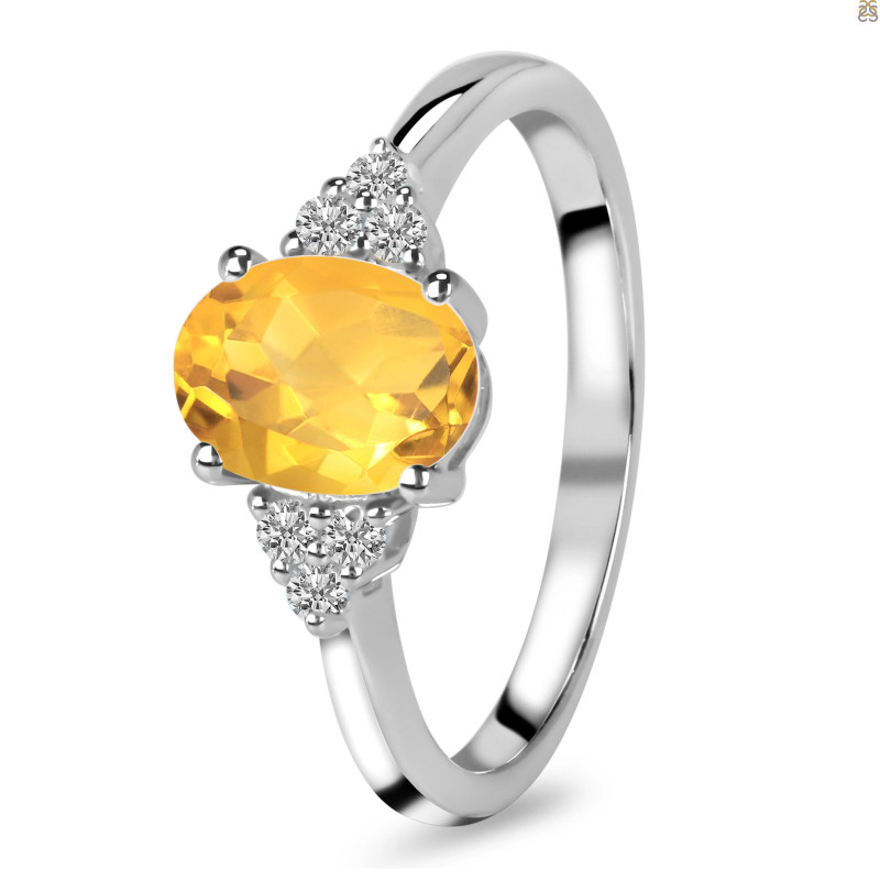 Citrine & White Topaz Ring CIT-RR-364.
