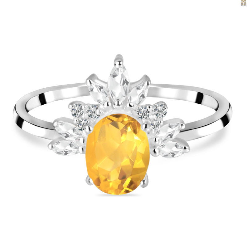 Citrine & White Topaz Ring CIT-RR-405.