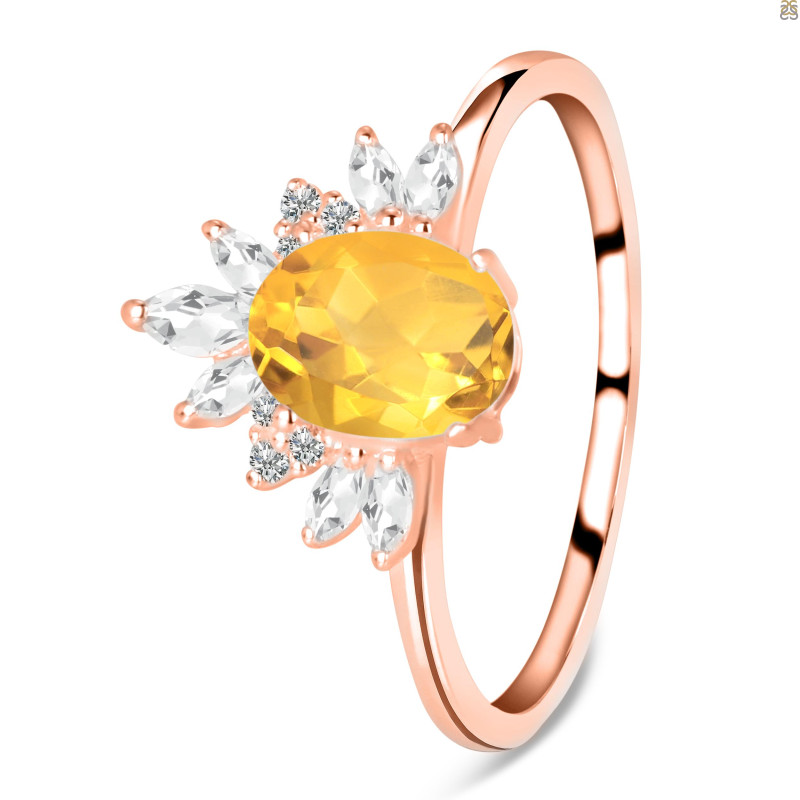 Citrine & White Topaz Ring CIT-RR-405.