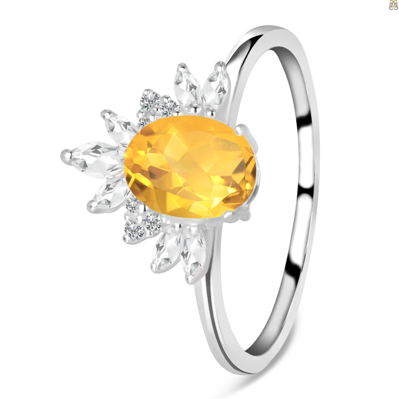 Citrine & White Topaz Ring CIT-RR-405.