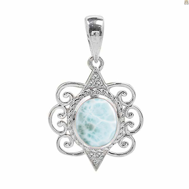 Close Out Larimar & White Topaz Pendant LAR-CO-RDP-334.