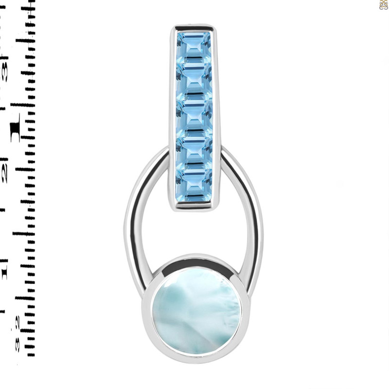 Close Out Larimar & Blue Topaz Pendant LAR-CO-RDP-46.