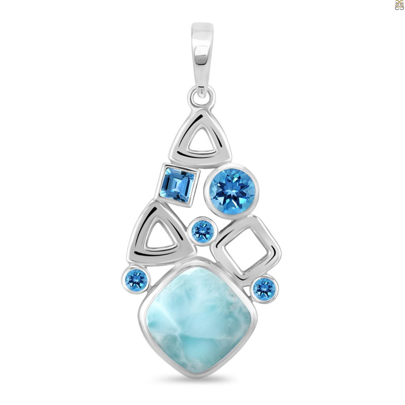 Close Out Larimar & Blue Topaz Pendant LAR-CO-RDP-47.