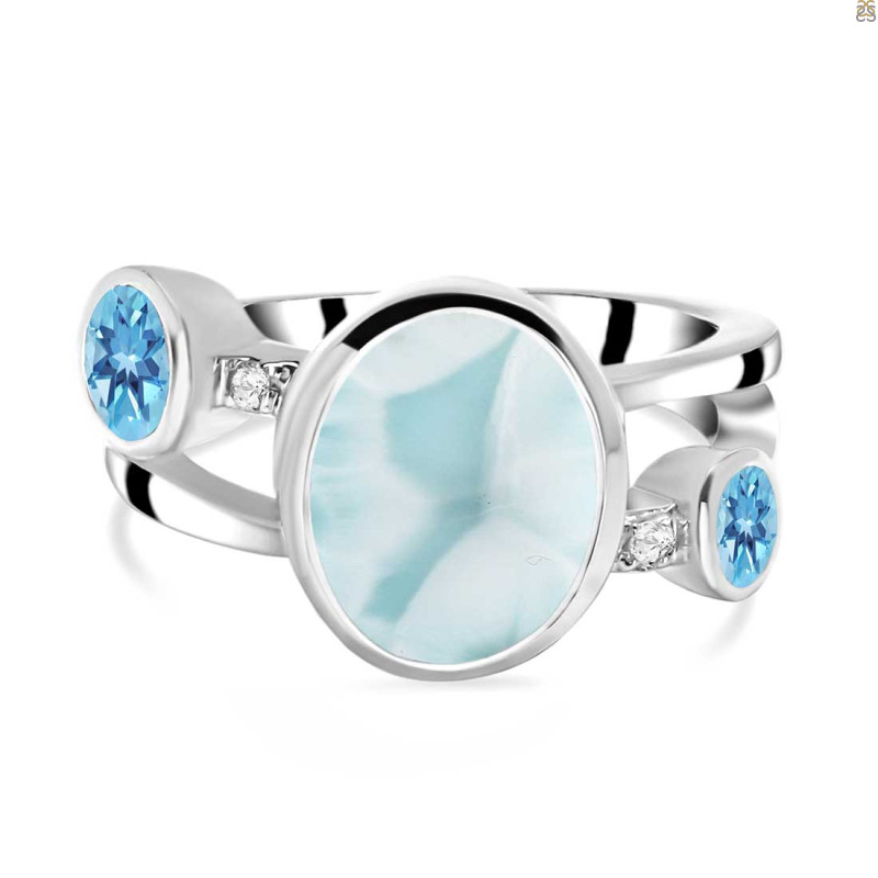 Close Out Larimar Blue Topaz & White Topaz Ring LAR-CO-RDR-269.