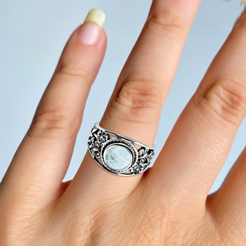 Close Out Larimar & Blue Topaz Ring LAR-CO-RDR-64.
