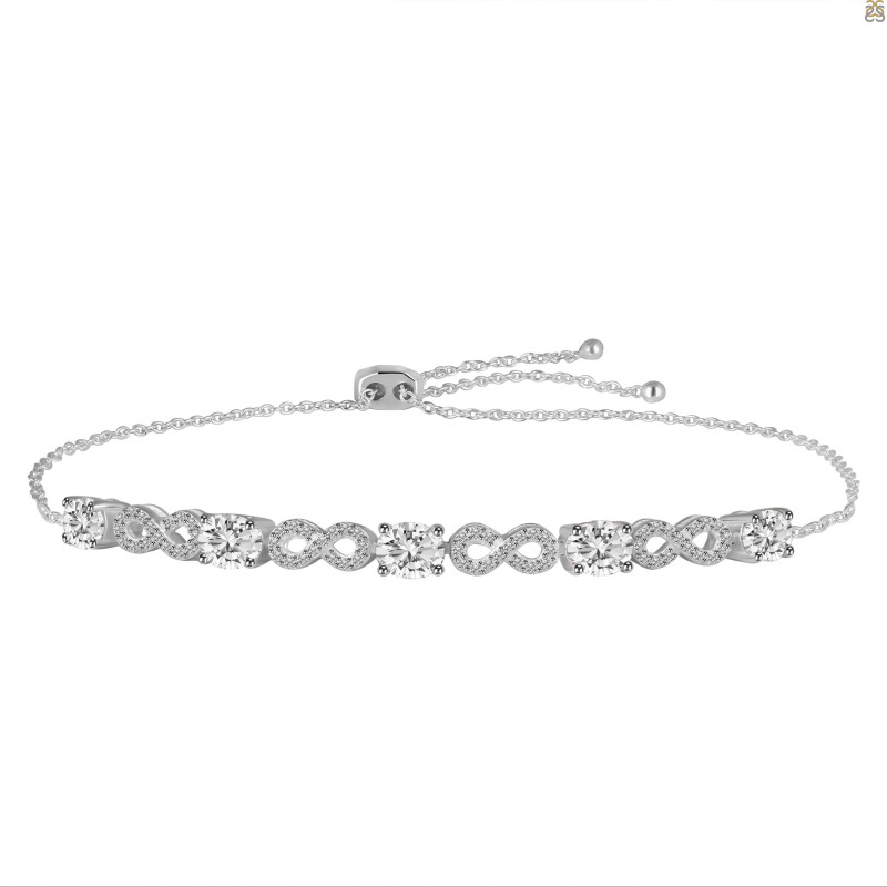 Crystal & White Topaz Bracelet With Adjustable Camera Lock CST-RDB-126.