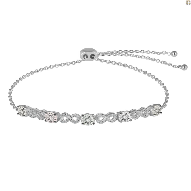Crystal & White Topaz Bracelet With Adjustable Camera Lock CST-RDB-126.