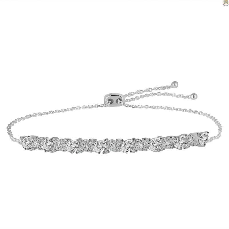Crystal & White Topaz Bracelet With Adjustable Camera Lock CST-RDB-128.