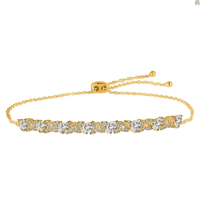 Crystal & White Topaz Bracelet With Adjustable Camera Lock CST-RDB-128.