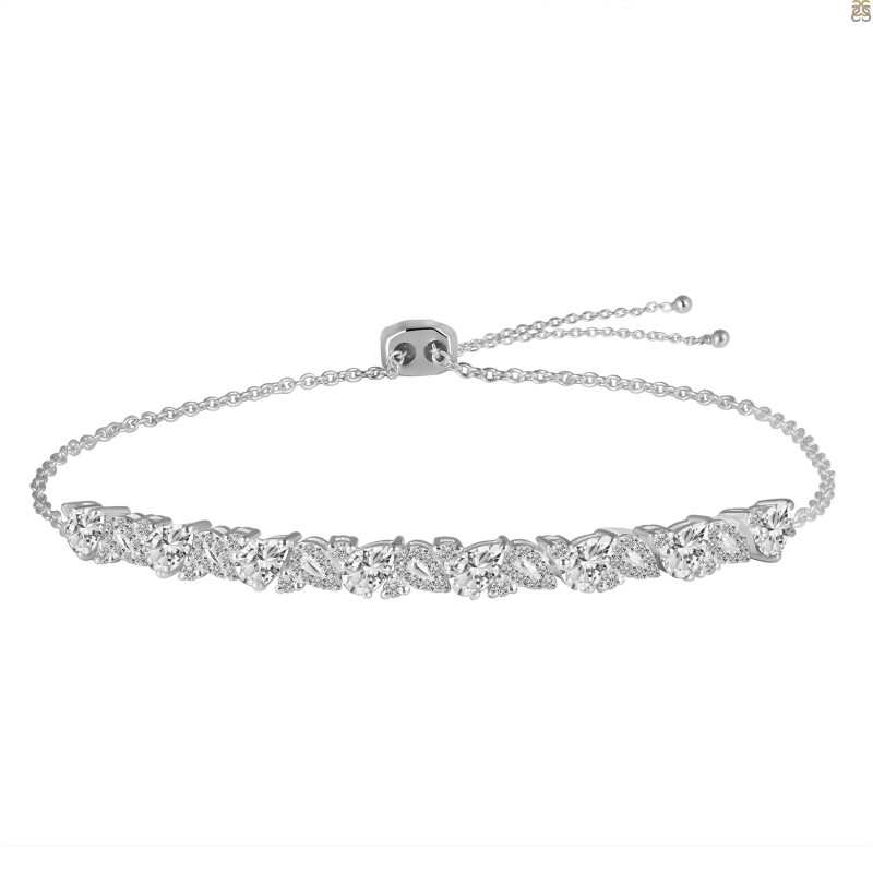 Crystal & White Topaz Bracelet With Adjustable Camera Lock CST-RDB-128.