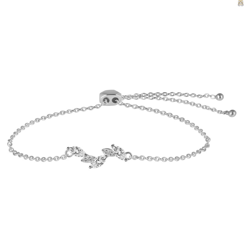 Crystal & White Topaz Bracelet With Adjustable Camera Lock CST-RDB-143.