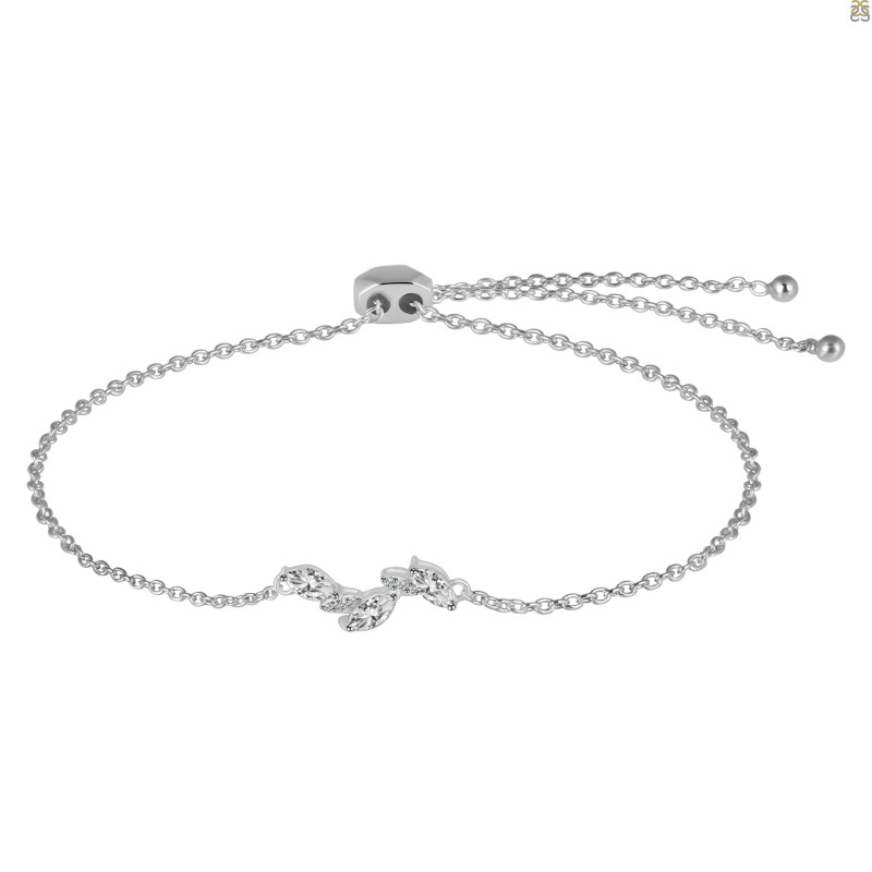 Crystal & White Topaz Bracelet With Adjustable Camera Lock CST-RDB-143.