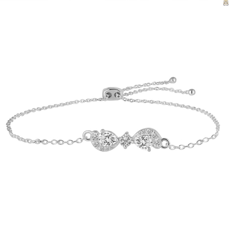 Crystal & White Topaz Bracelet With Adjustable Camera Lock CST-RDB-145.