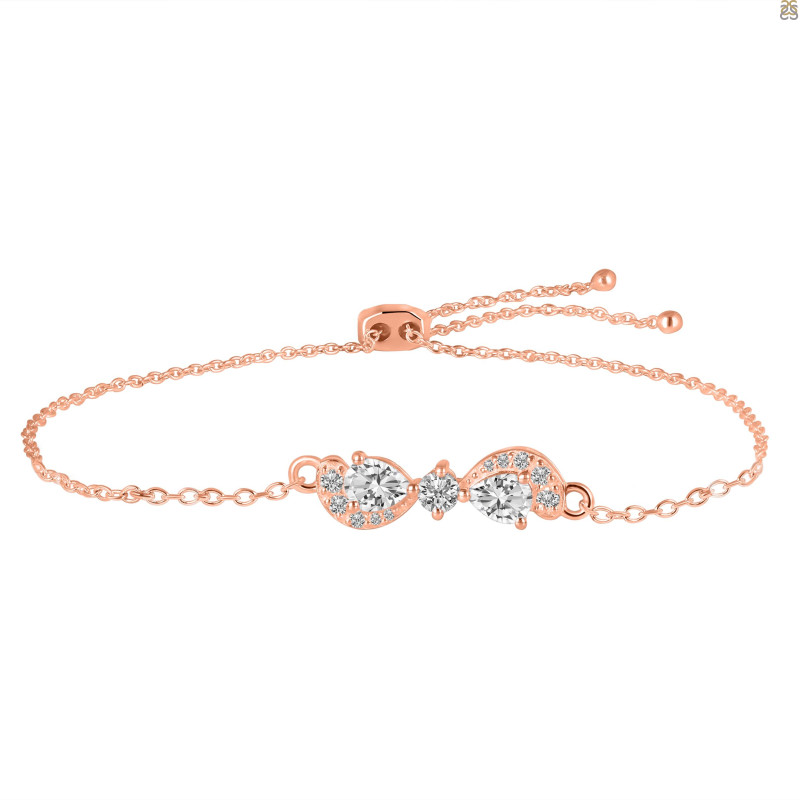 Crystal & White Topaz Bracelet With Adjustable Camera Lock CST-RDB-145.