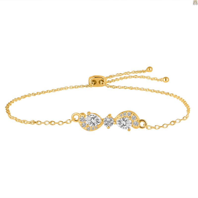 Crystal & White Topaz Bracelet With Adjustable Camera Lock CST-RDB-145.