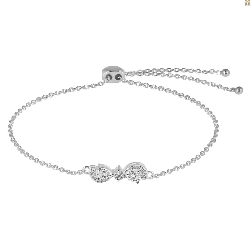 Crystal & White Topaz Bracelet With Adjustable Camera Lock CST-RDB-145.